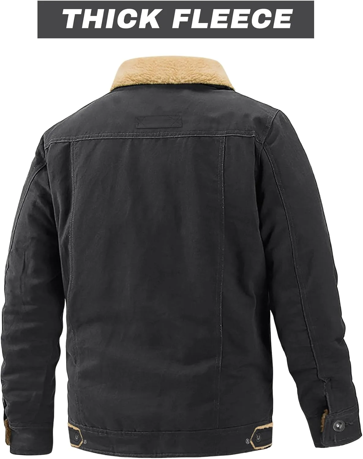 EKLENTSON Men's Winter Jacket Thick Thermal Cotton Warm Fleece Lined Coat Trucker Lapel Work Cargo Jackets for Men