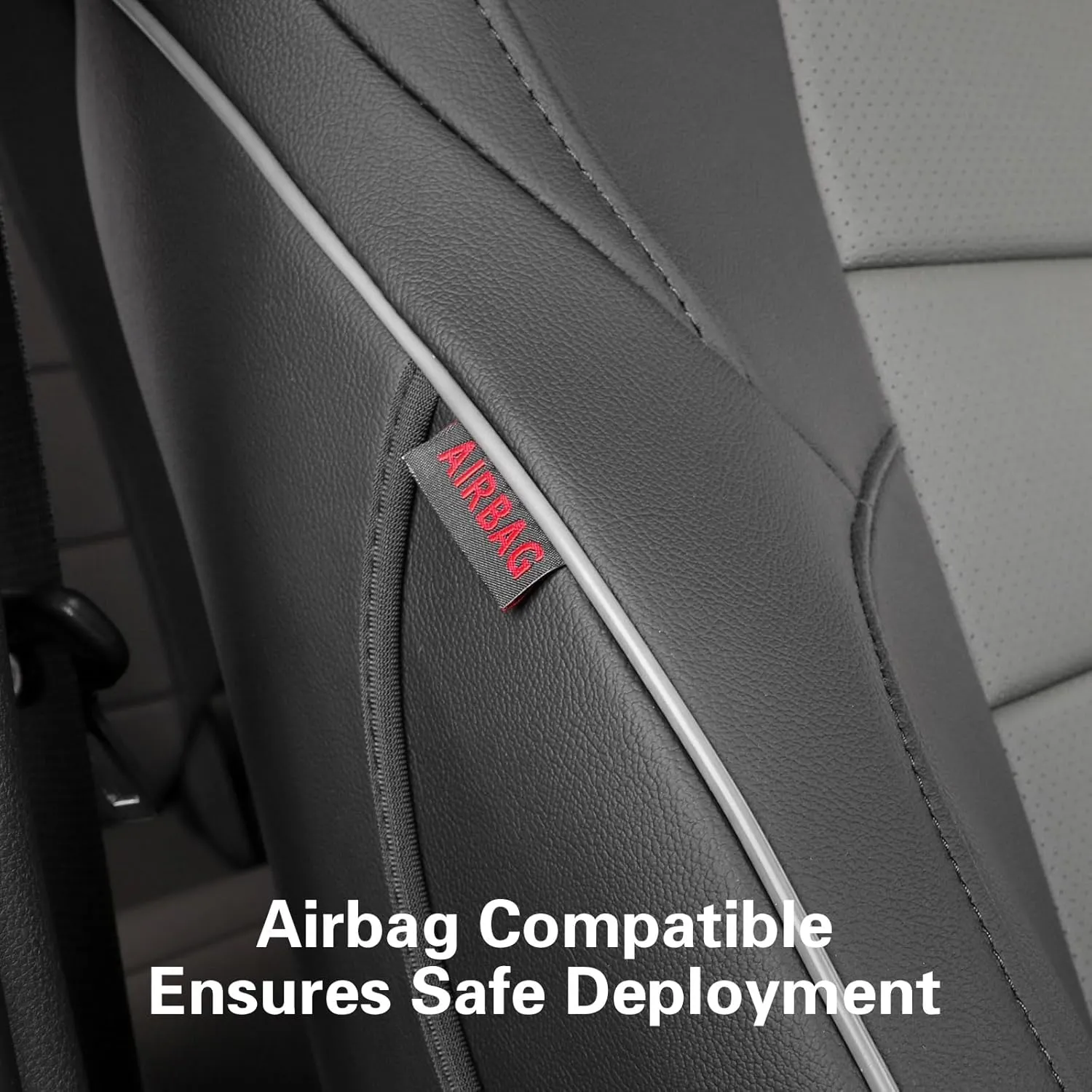 EKR Tacoma Car Seat Covers Custom for Select Toyota Tacoma (Only for Hybrid) 2024 2025 Double cab TRD Sport,TRD Off-Road,Limited,Trailhunter -Full Set,Leather(Black/Gray)
