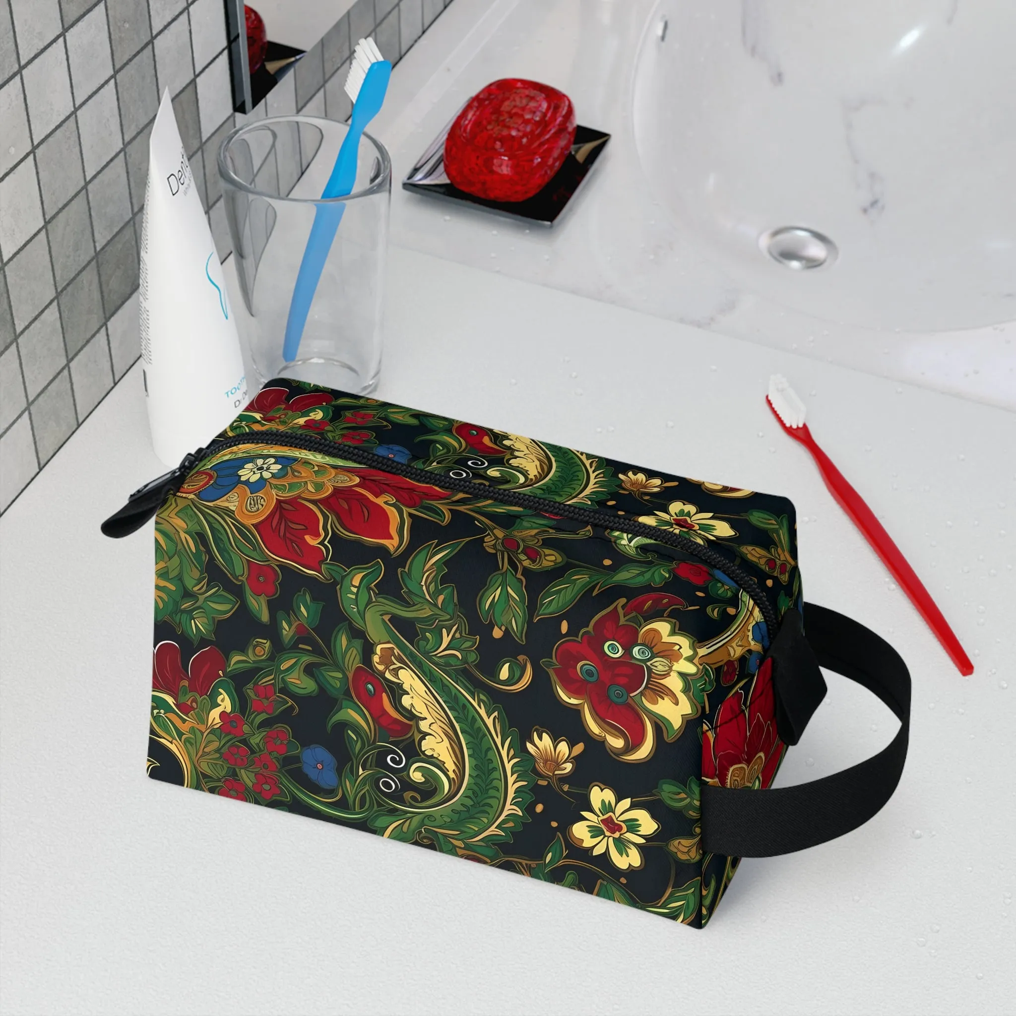 Elegant Chinoiserie Toiletry Bag | Luxurious Travel Organizer | Water-Resistant Cosmetic Bag | Exquisite Bathroom Decor Accessory