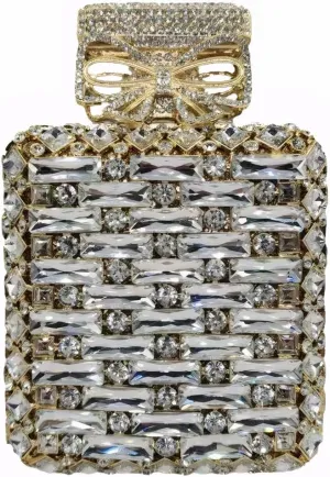 Elegant Perfume Bottle Shape Evening Bag for Women Sparkly Rhinestones Bride Wedding Purse