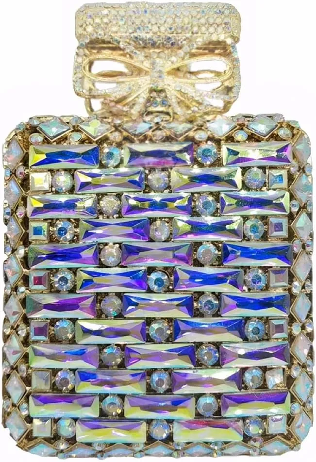 Elegant Perfume Bottle Shape Evening Bag for Women Sparkly Rhinestones Bride Wedding Purse