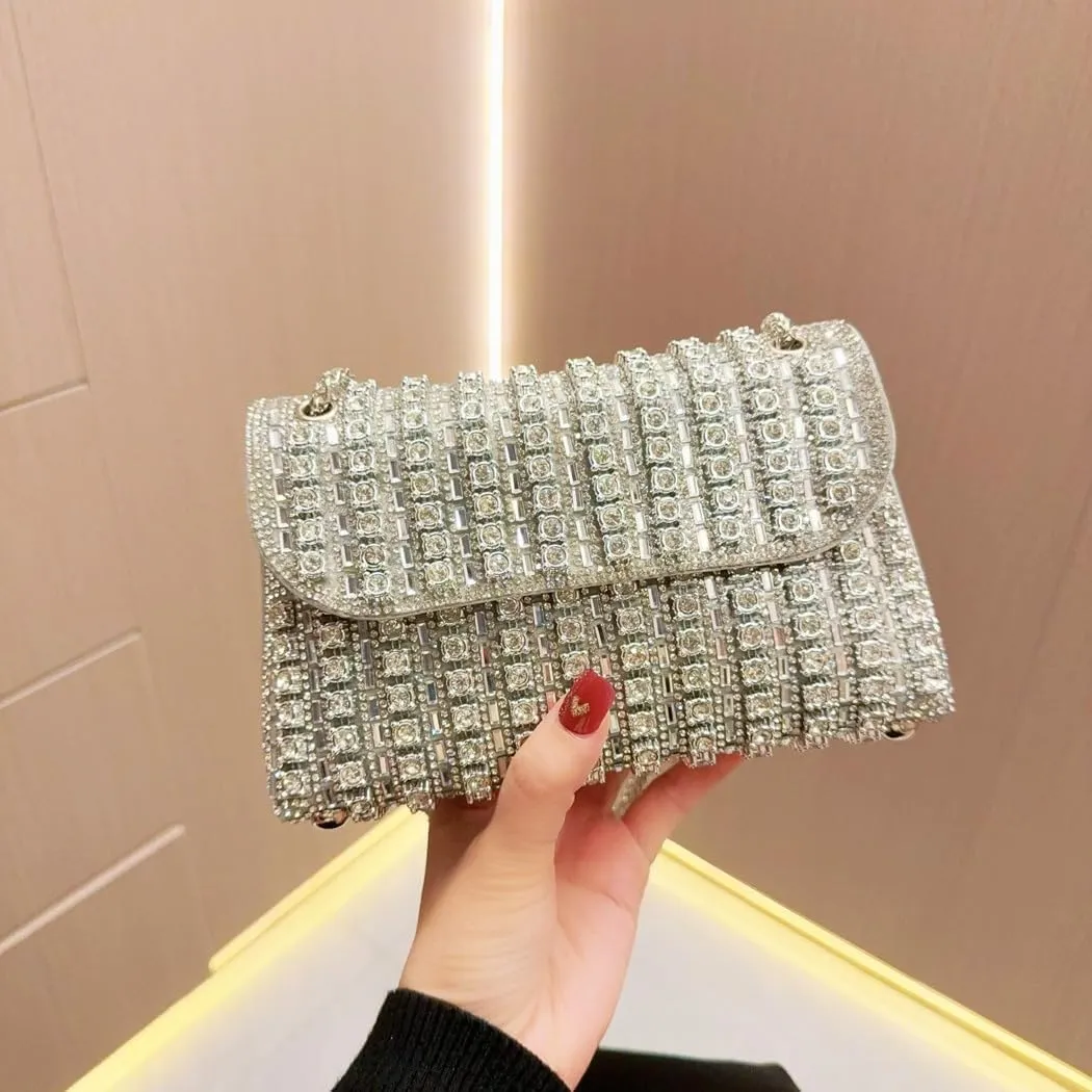 Elegant Rhinestones Evening Bag Handbag With Chain Women Delicate Shoulder Bags Crossbody Purse Evening Purses