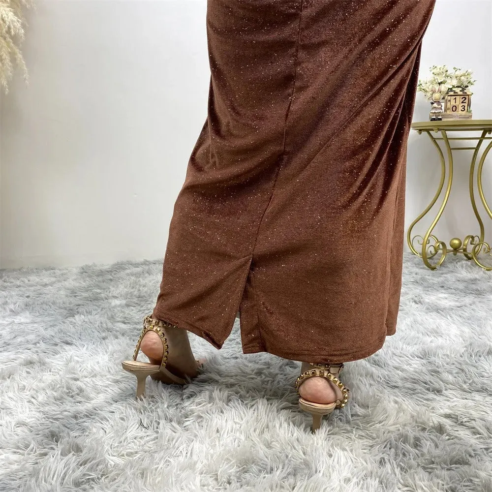 Elegant Ruffle Sleeve Velvet Maxi Dress