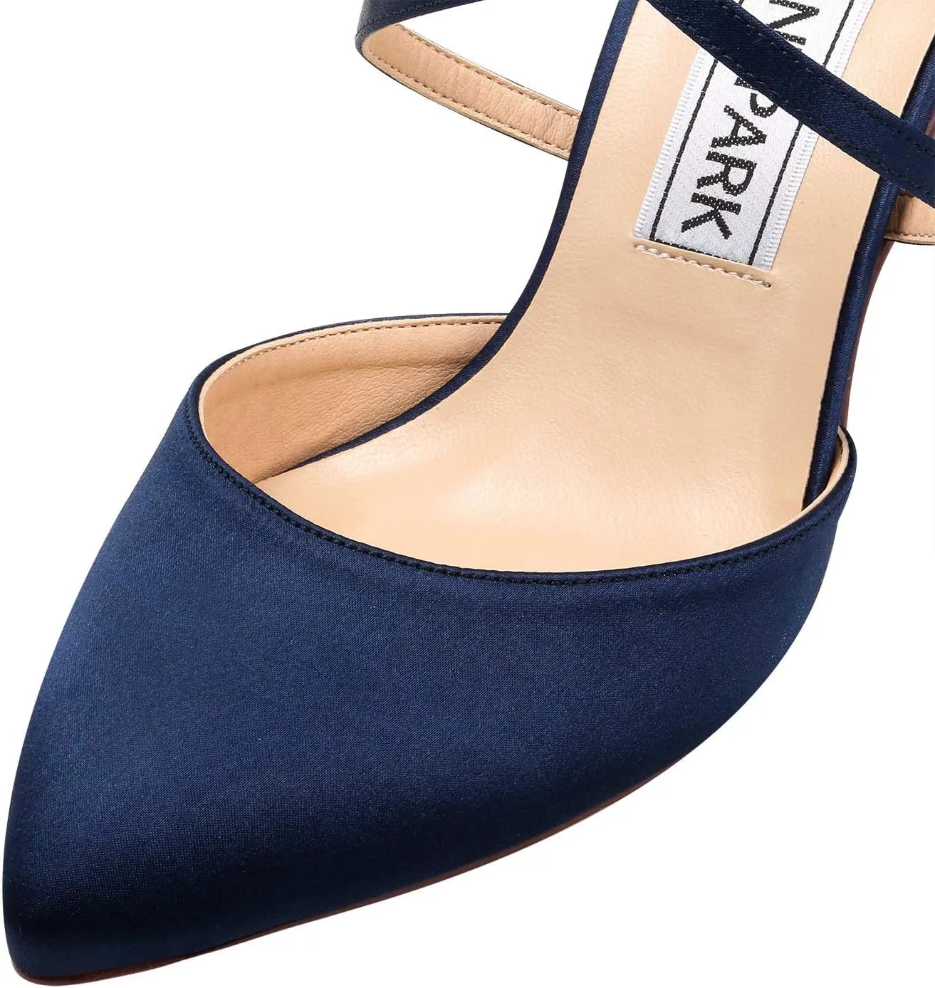 ELEGANTPARK Heels for Women Closed Toe Strappy Pointed High Heel Pumps Satin Pointy Wedding Evening Dress Shoes