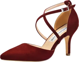 ELEGANTPARK Heels for Women Closed Toe Strappy Pointed High Heel Pumps Satin Pointy Wedding Evening Dress Shoes