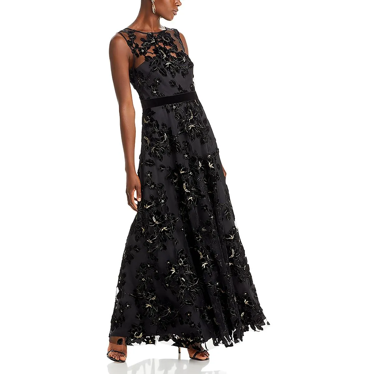 Eliza J Womens Metallic Velvet Evening Dress