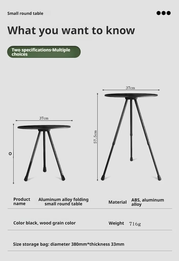 Ellniges]【Portable Outdoor Table Adjustable Height Aluminum Folding Camp Table w/Snap-on Base & Non-Slip Surface - Compact Foldable Design for Picnic, Hiking, Home Use