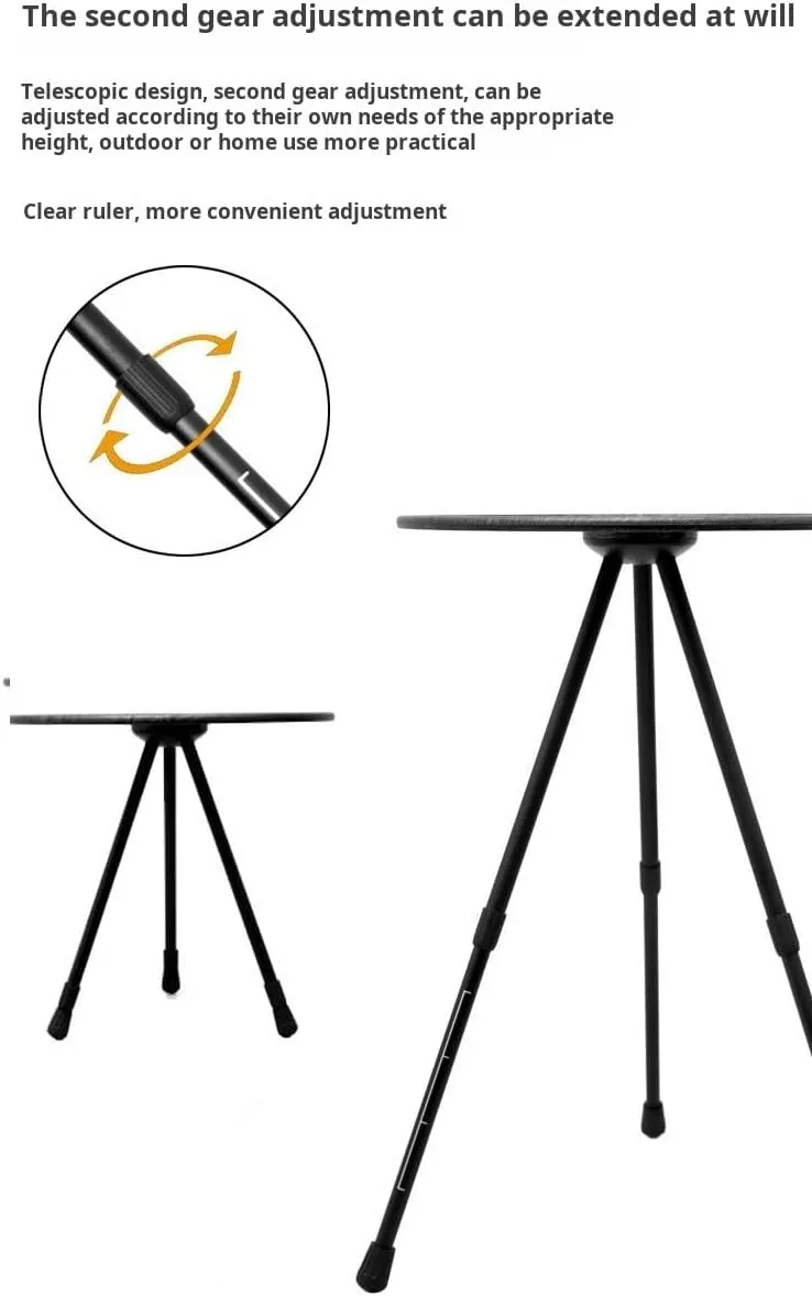 Ellniges]【Portable Outdoor Table Adjustable Height Aluminum Folding Camp Table w/Snap-on Base & Non-Slip Surface - Compact Foldable Design for Picnic, Hiking, Home Use