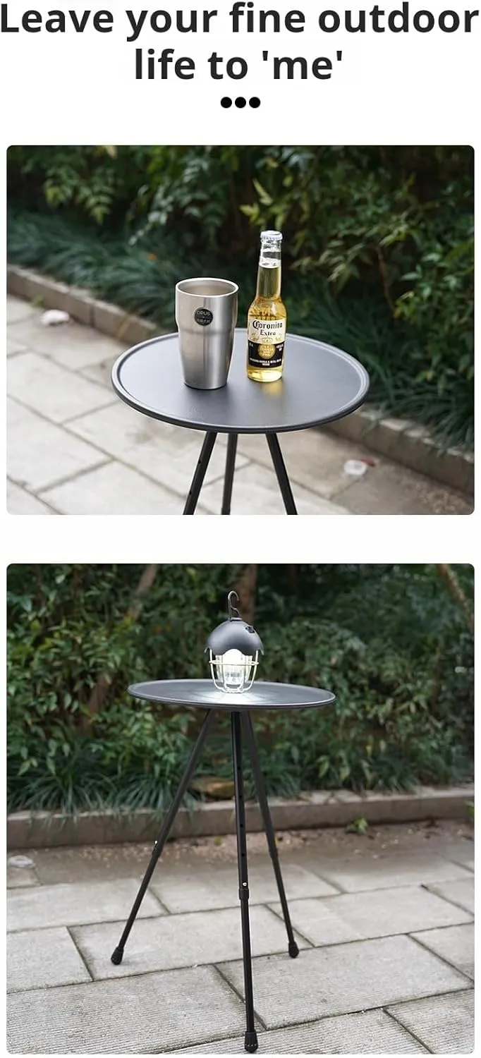 Ellniges]【Portable Outdoor Table Adjustable Height Aluminum Folding Camp Table w/Snap-on Base & Non-Slip Surface - Compact Foldable Design for Picnic, Hiking, Home Use