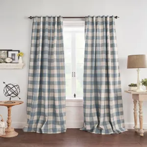 Elrene Home Fashions Farmhouse Living Grainger Buffalo-Check Blackout Window Curtain, Living Room and Bedroom Drape with Rod Pocket Tabs, 52" x 95", Chambray, 1 Panel
