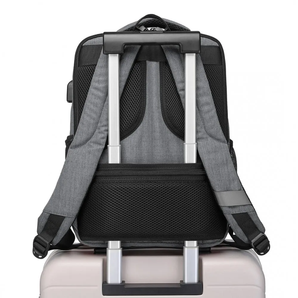 EM2111S - Kono Multi-Compartment Backpack with USB Port - Black
