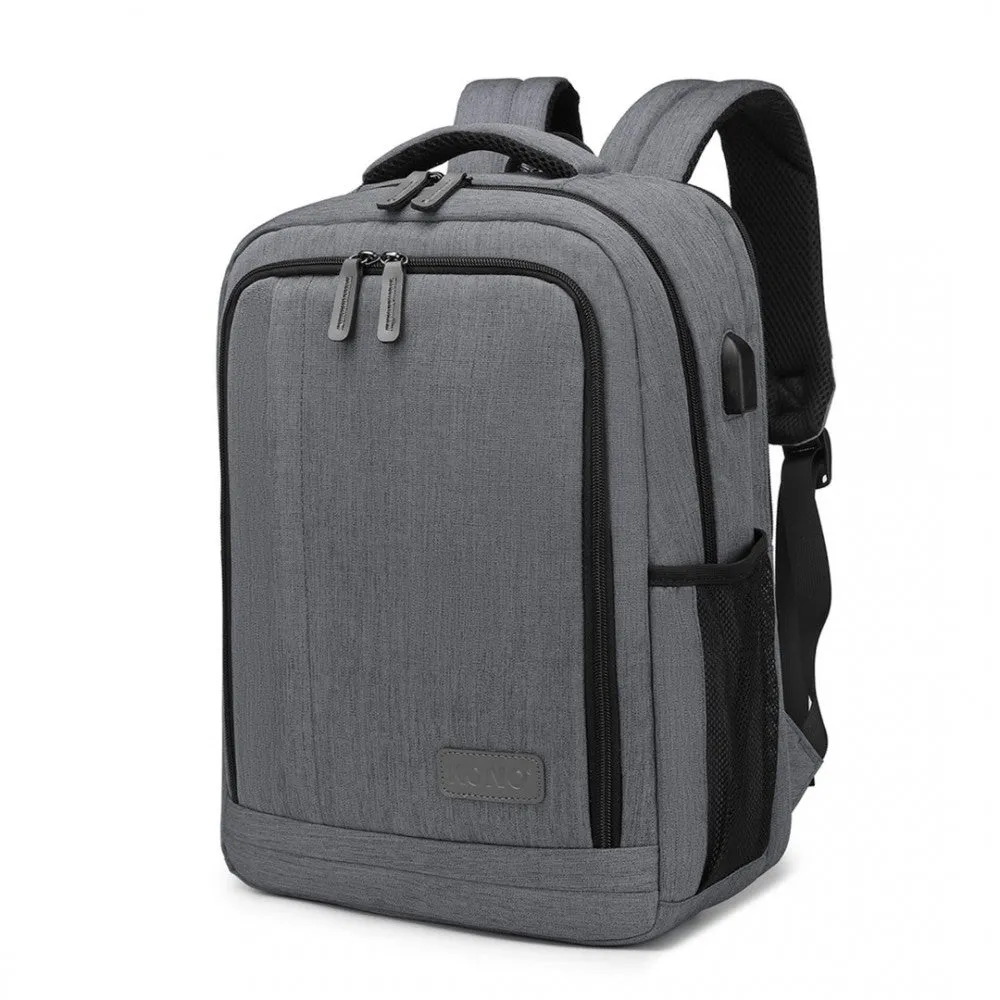 EM2111S - Kono Multi-Compartment Backpack with USB Port - Black