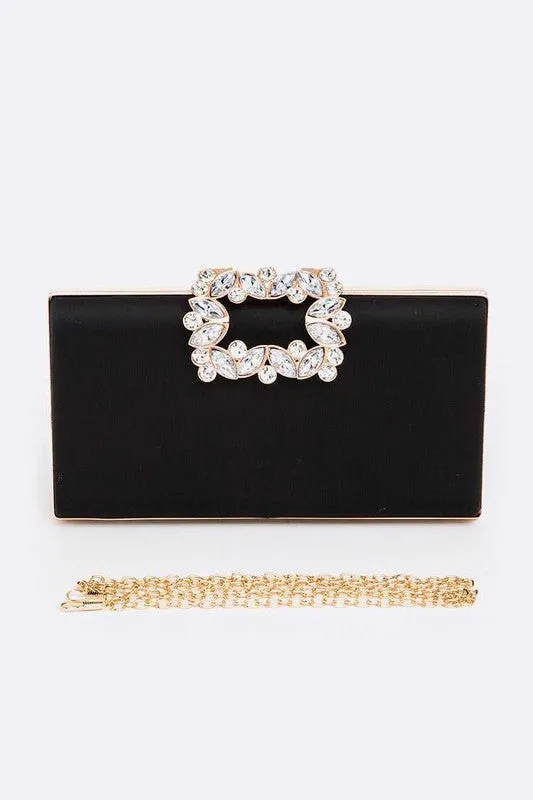 Empress Metallic Clutch with Crystal Buckle