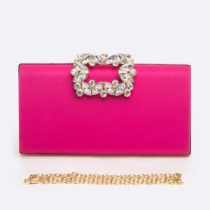 Empress Metallic Clutch with Crystal Buckle
