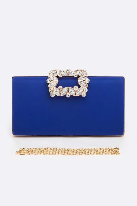 Empress Metallic Clutch with Crystal Buckle