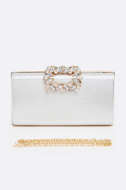Empress Metallic Clutch with Crystal Buckle
