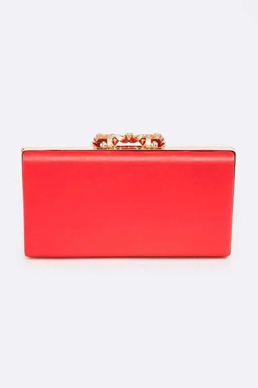 Empress Metallic Clutch with Crystal Buckle