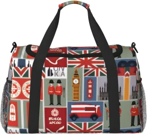 England Symbols print Carry on Bag Underseat Personal Item Bag Travel Duffel Bag Gym Carry On Sports Bag