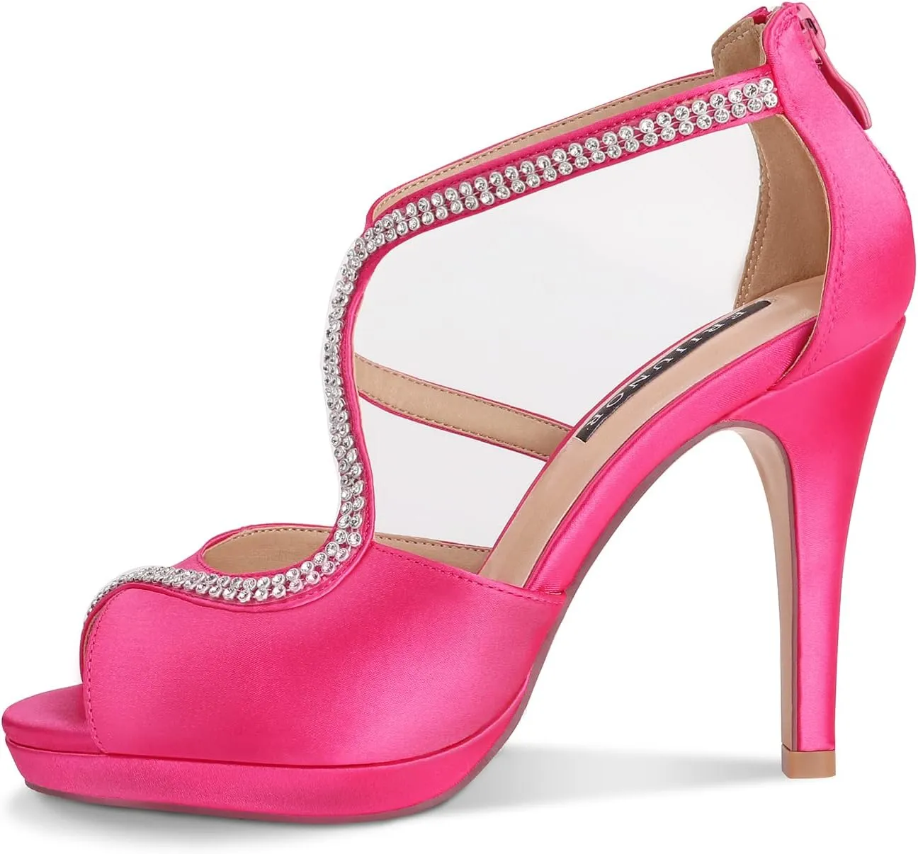 ERIJUNOR High Heel Sandals Peep Toe S-Strap Prom Wedding Evening Shoes