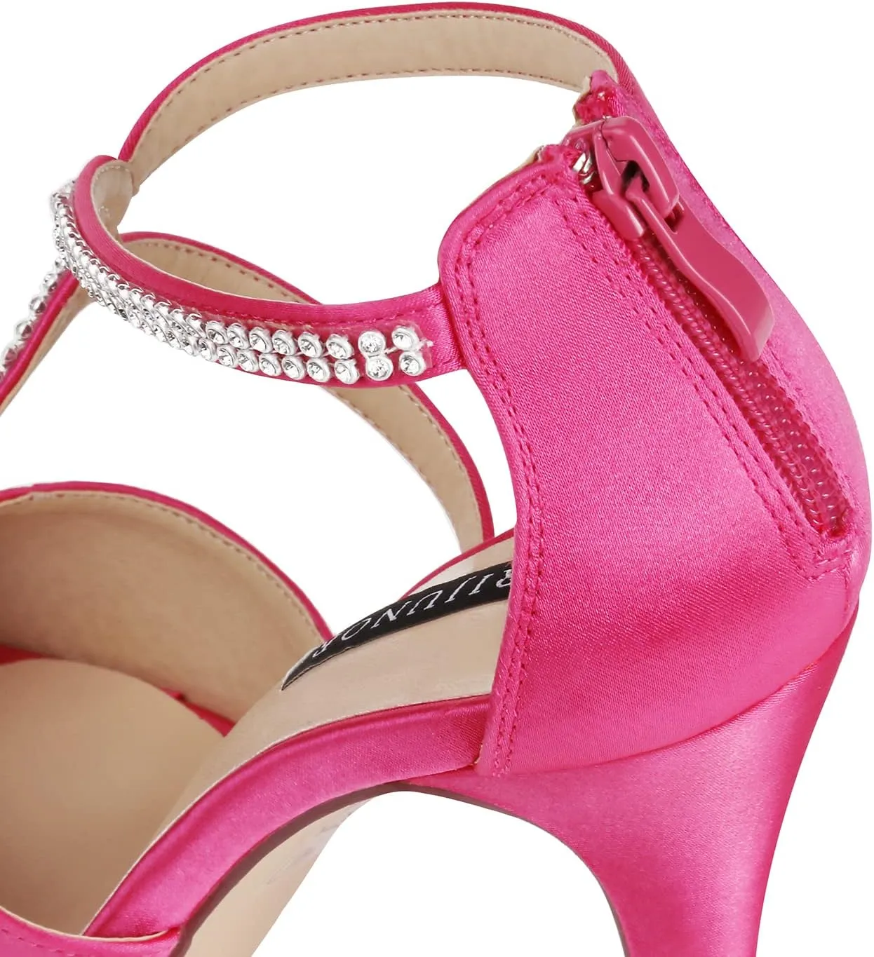 ERIJUNOR High Heel Sandals Peep Toe S-Strap Prom Wedding Evening Shoes