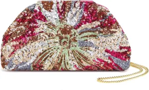 ER.Roulour Women Clutch Purses Flowers Floral Evening Bag Sequin Embroidered Handbags Small Chain Strap Wedding Crossbody Bag