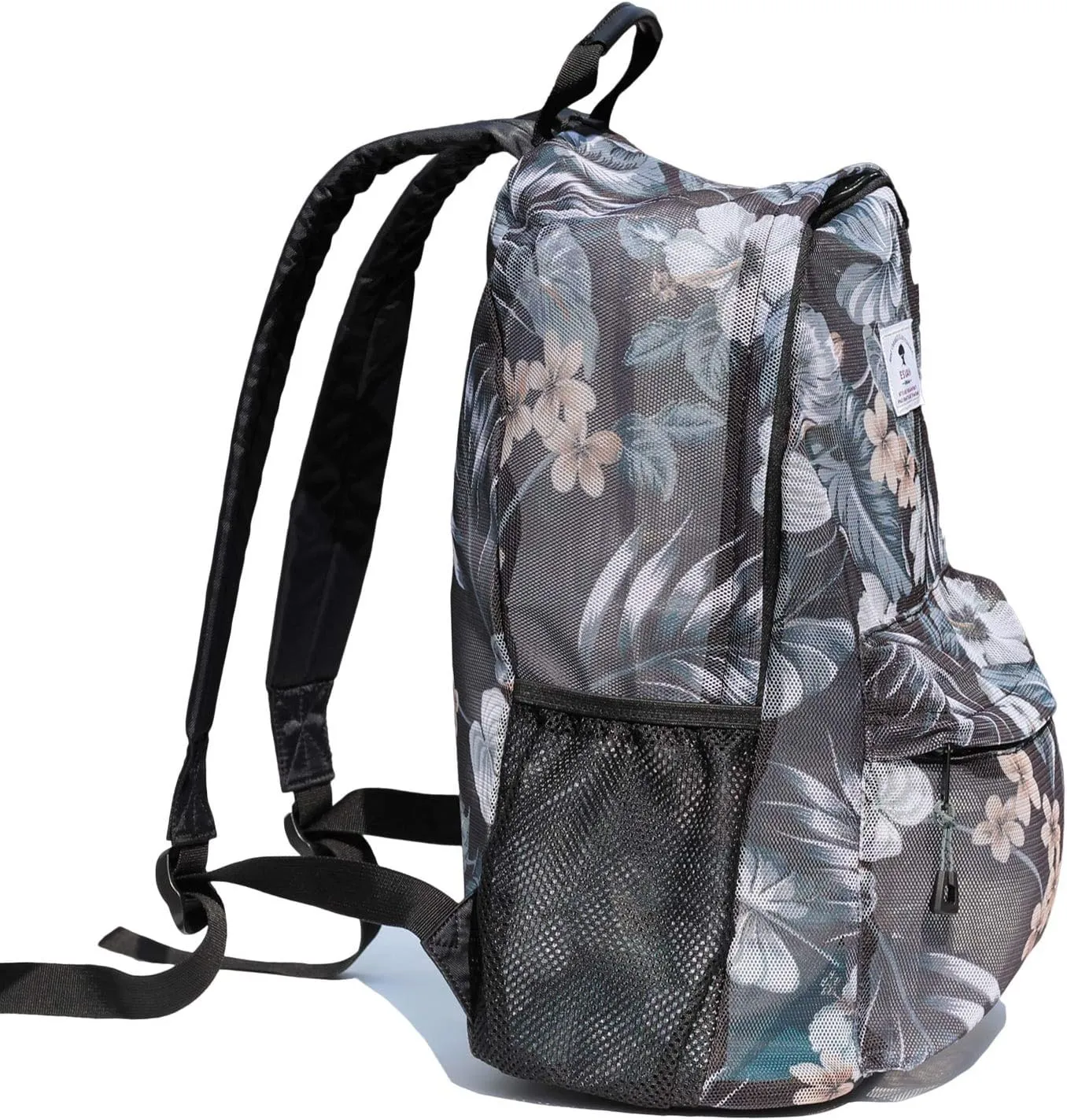 ESVAN Original Print Mesh Backpack Semi-Transparent Sackpack See Through Beach Bag Daypack Multi-Purpose Women Men Unisex