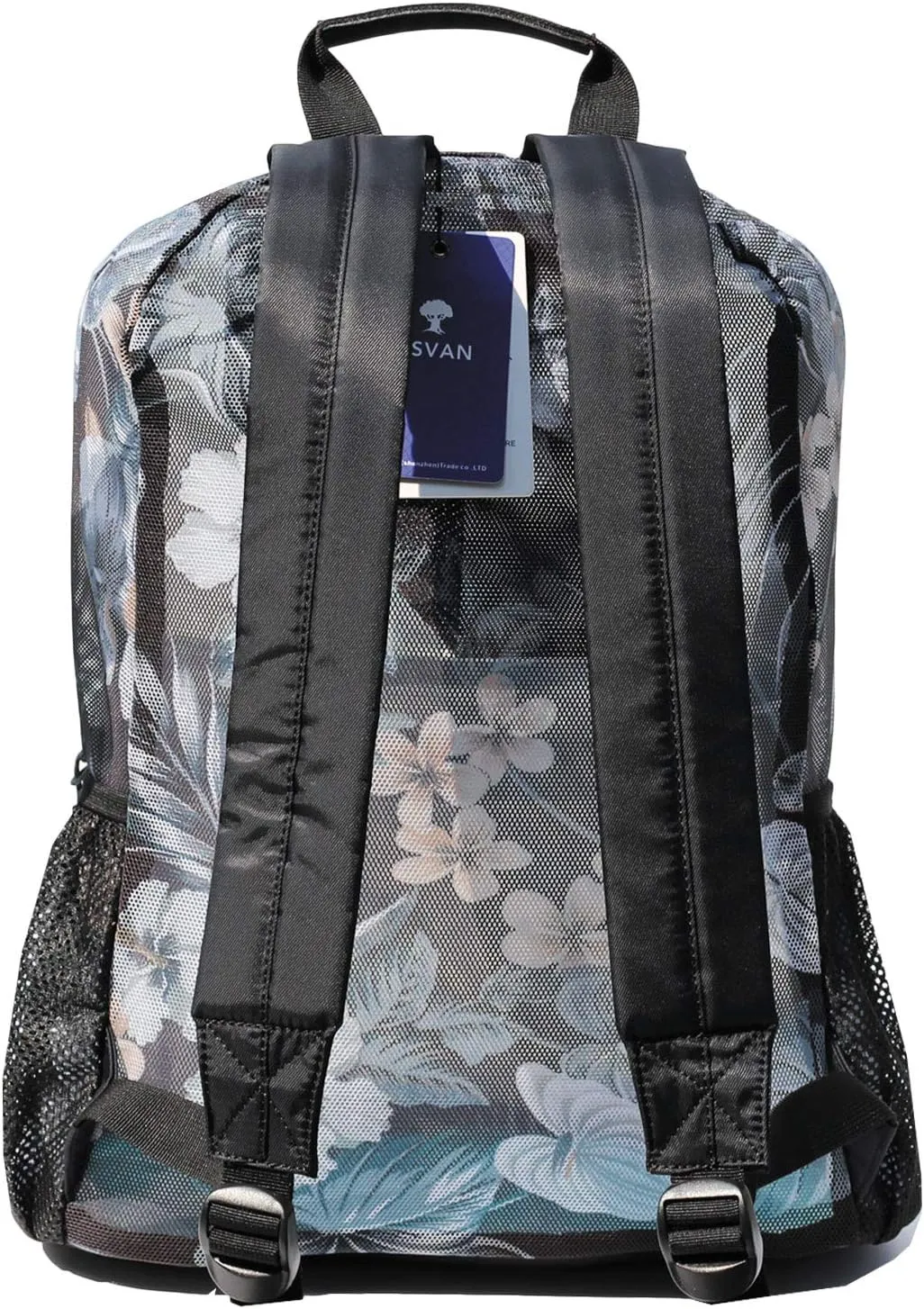 ESVAN Original Print Mesh Backpack Semi-Transparent Sackpack See Through Beach Bag Daypack Multi-Purpose Women Men Unisex