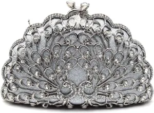 Evening Clutch Purse for Women Formal, Metallic Evening Handbags Metal Chain Shoulder Bag, Rhinestone Purse