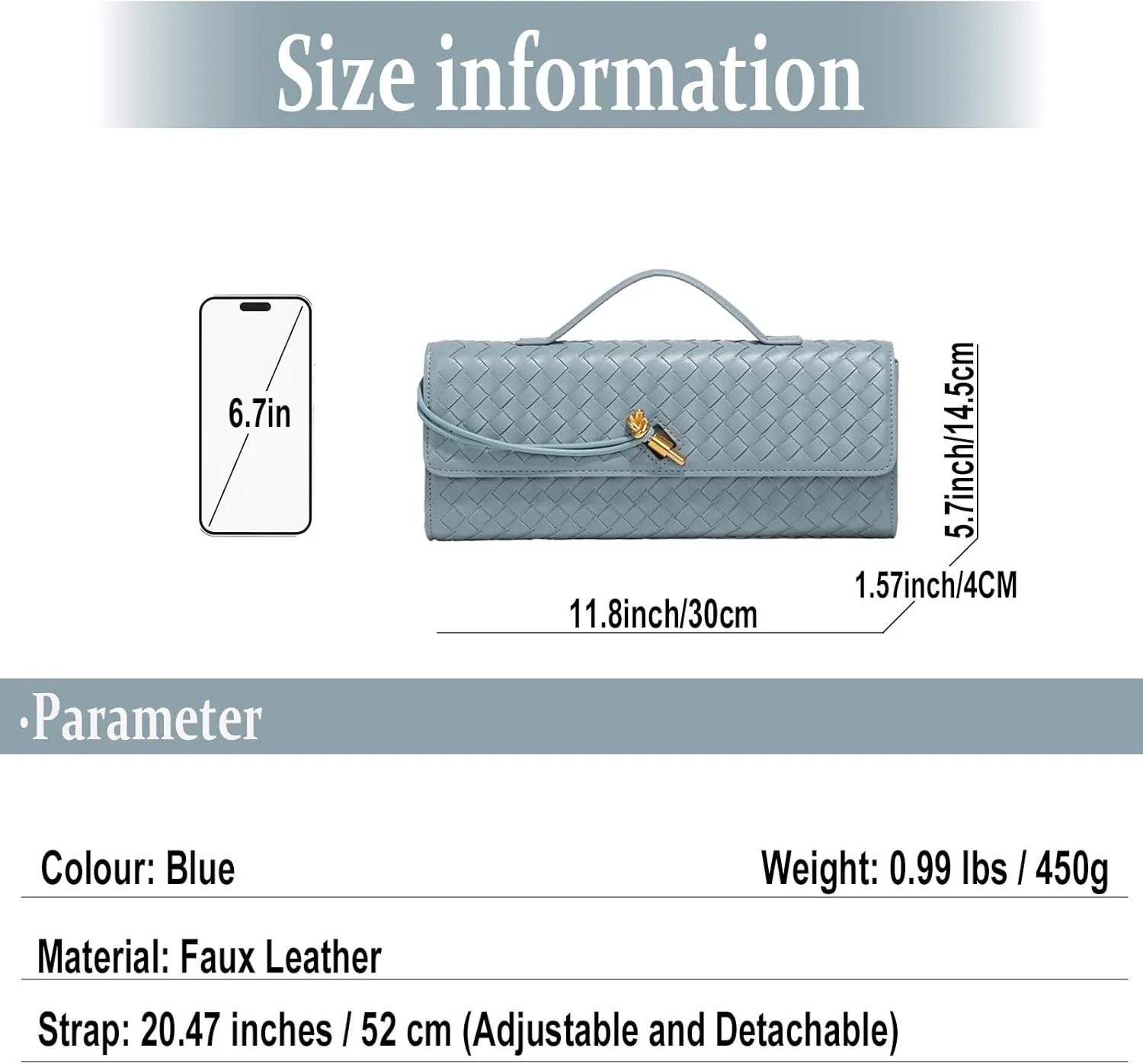Evening Woven Handbag for Women PU Leather Clutch Purses Removable Strap Shoulder Bag Fashion Crossbody Tote Bag