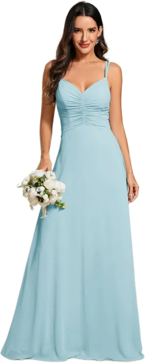 Ever-Pretty Women's Chiffon V-Neck Flowy Pleated Chiffon Spaghetti Straps Elegant Bridesmaid Dresses S0021