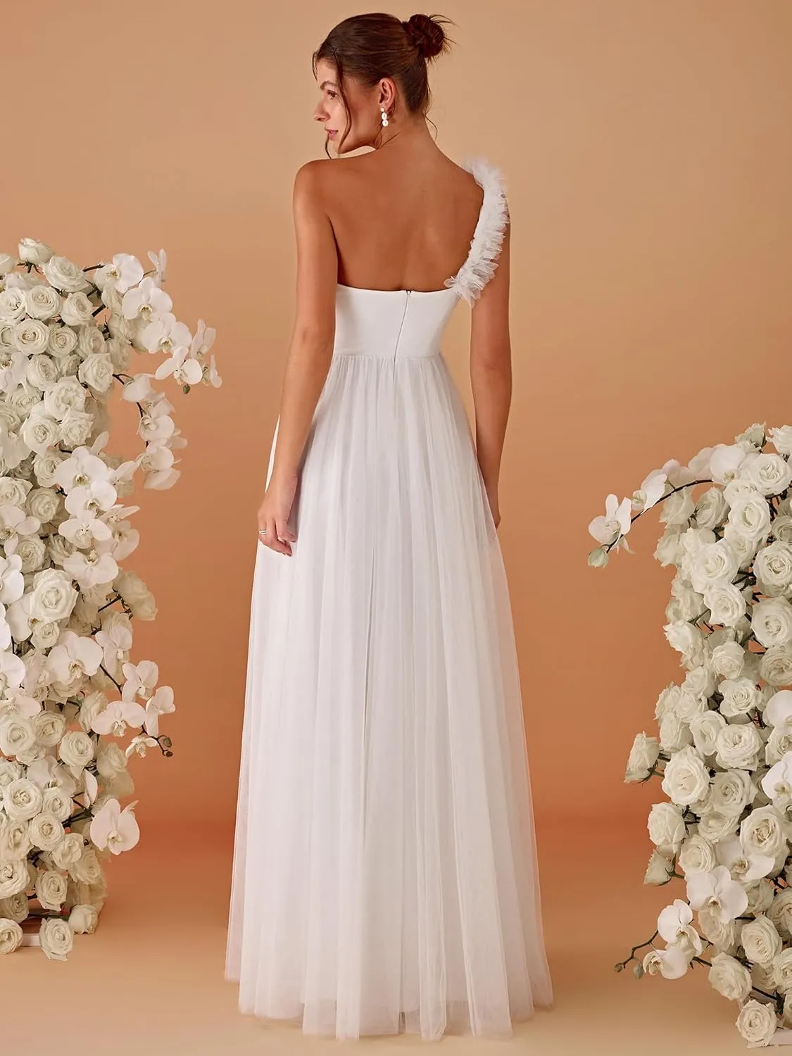 Ever-Pretty Women's One Shoulder Sleeveless Pleated A-Line Floor Length Bridesmaid Dresses 01911