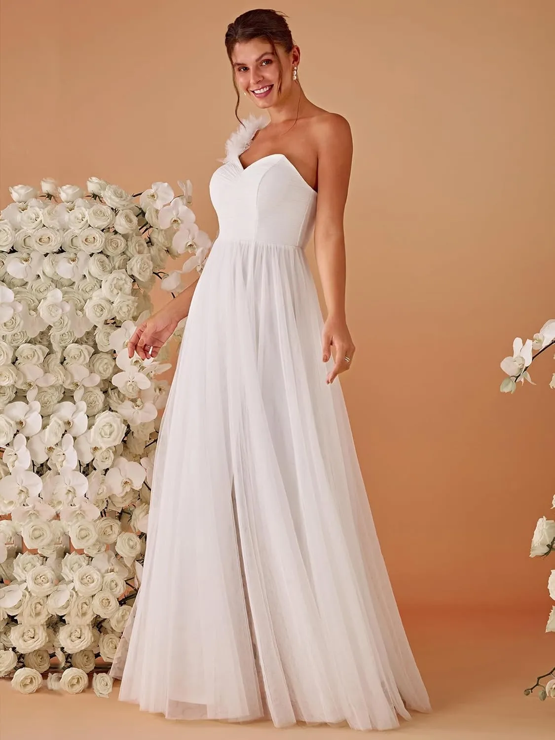 Ever-Pretty Women's One Shoulder Sleeveless Pleated A-Line Floor Length Bridesmaid Dresses 01911