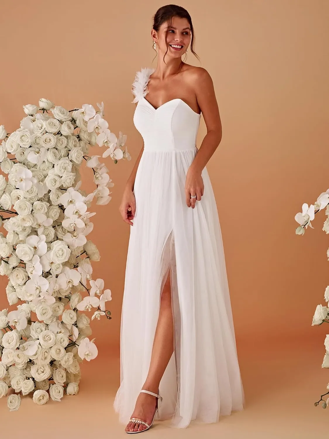 Ever-Pretty Women's One Shoulder Sleeveless Pleated A-Line Floor Length Bridesmaid Dresses 01911