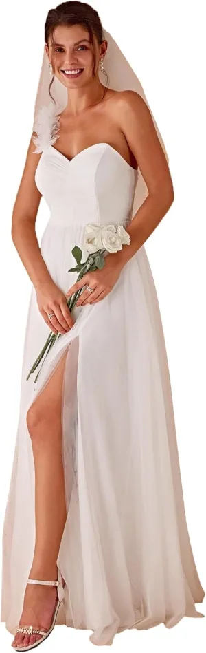 Ever-Pretty Women's One Shoulder Sleeveless Pleated A-Line Floor Length Bridesmaid Dresses 01911