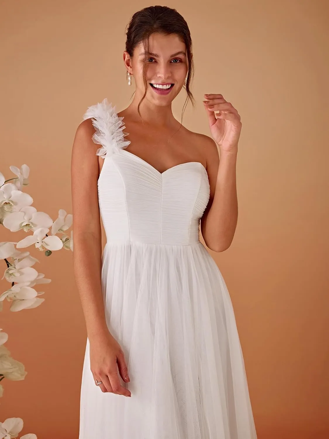 Ever-Pretty Women's One Shoulder Sleeveless Pleated A-Line Floor Length Bridesmaid Dresses 01911