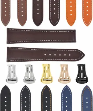 Ewatchparts 18-24mm Leather Watch Band Strap 41mm Compatible With Omega Seamaster 300 Or Planet Ocean