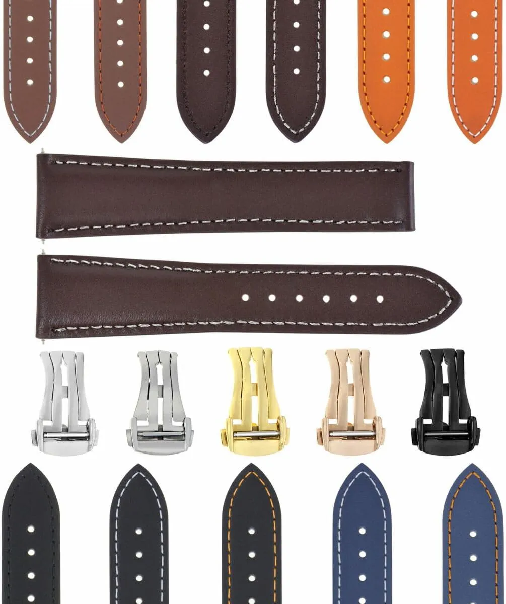 Ewatchparts 18-24mm Leather Watch Band Strap 41mm Compatible With Omega Seamaster 300 Or Planet Ocean