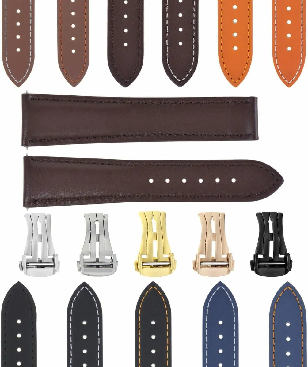 Ewatchparts 18-24mm Leather Watch Band Strap 41mm Compatible With Omega Seamaster 300 Or Planet Ocean