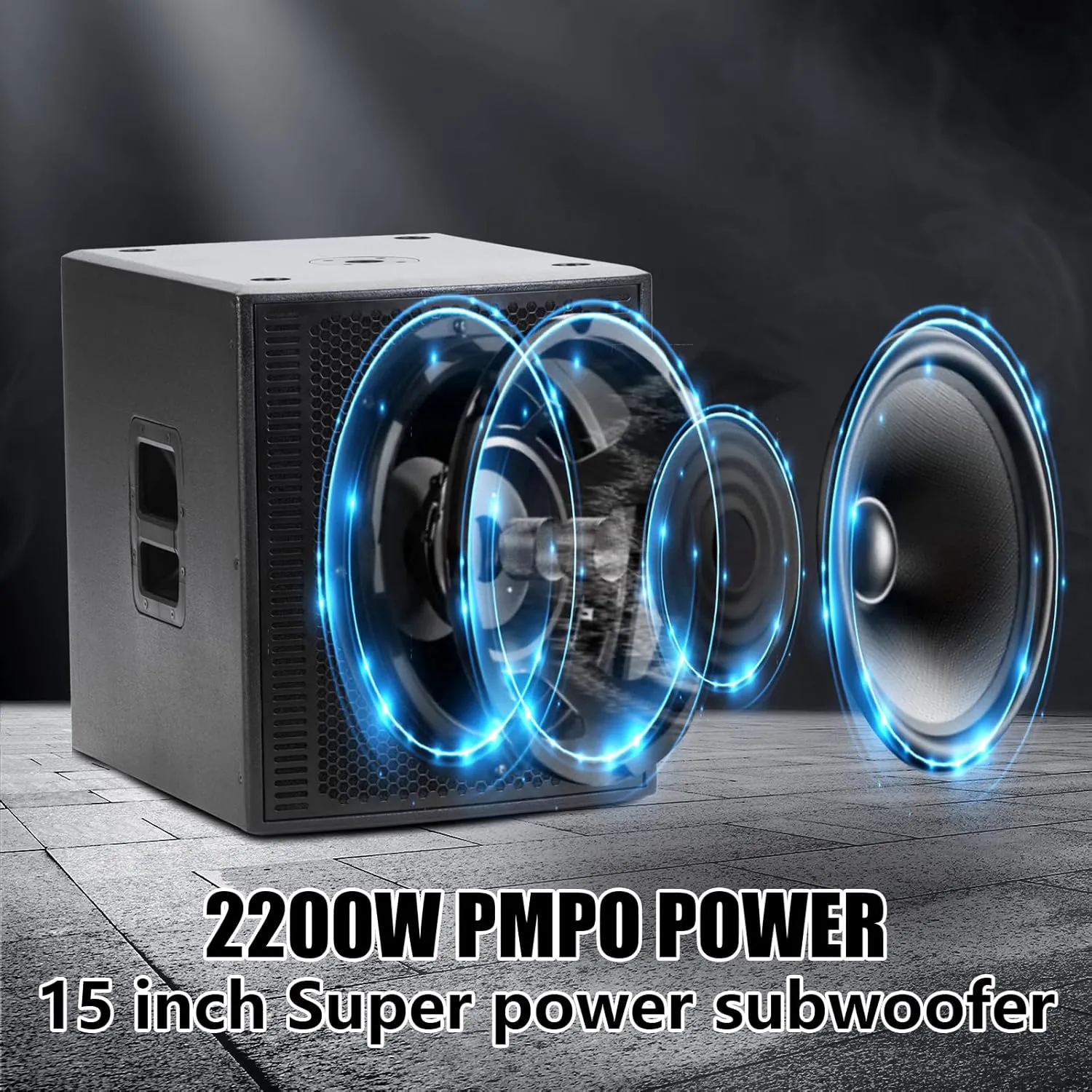 EXOTON Line Array Column PA Speaker, 2200W Professional and Compact Sound System,1x15'' Subwoofer, 2x6.5 Full Range Drivers, Built-in Amplifier, 5 Band DSP Presets(Wood Subwoofer)