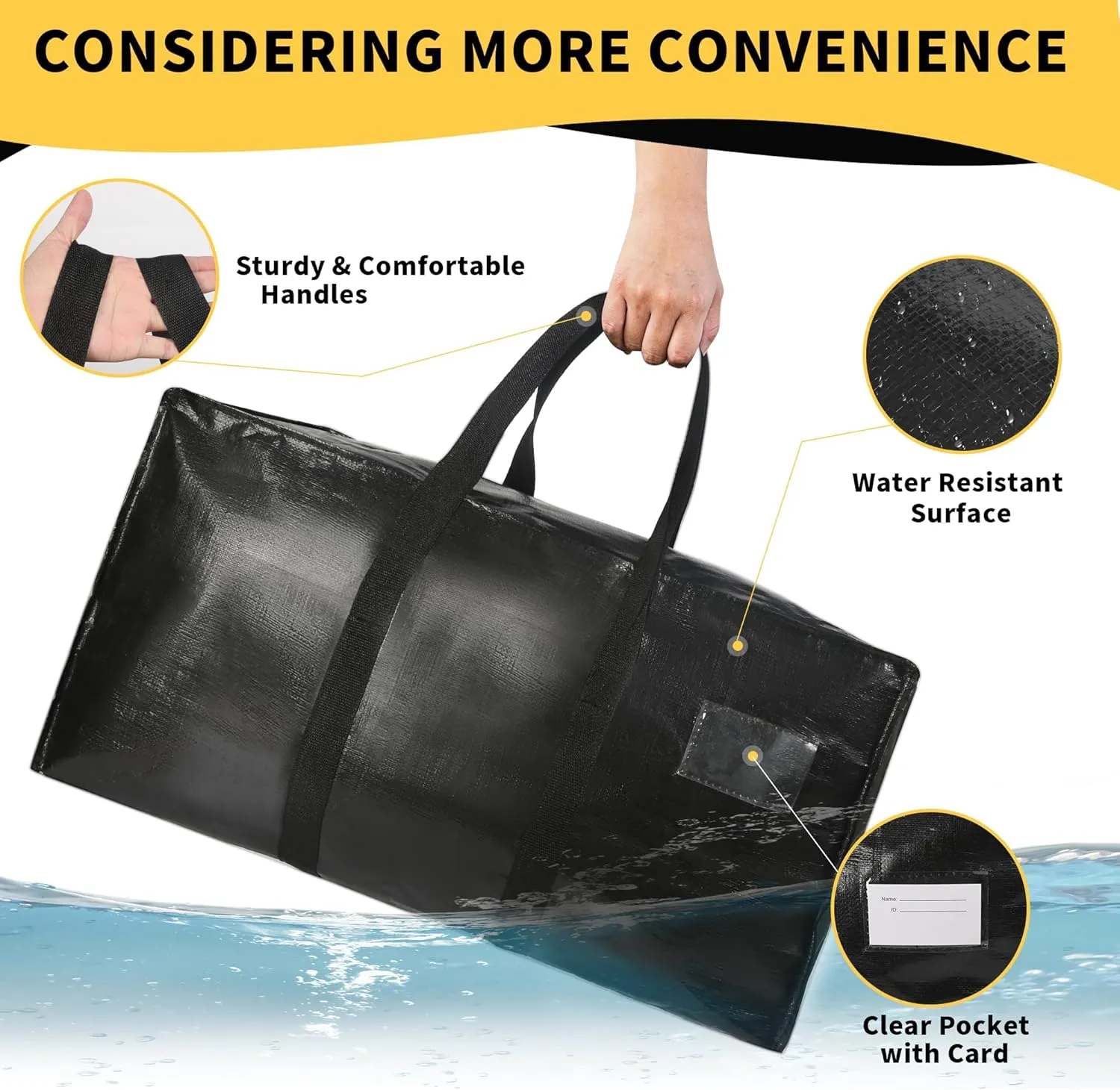 Extra Large 96 Gallon Jumbo Packing Bags, Huge Storage Bags with Strong Zippers & Carrying Handles, Reusable Big Moving Totes for College Dorm Travel - 1 Pack