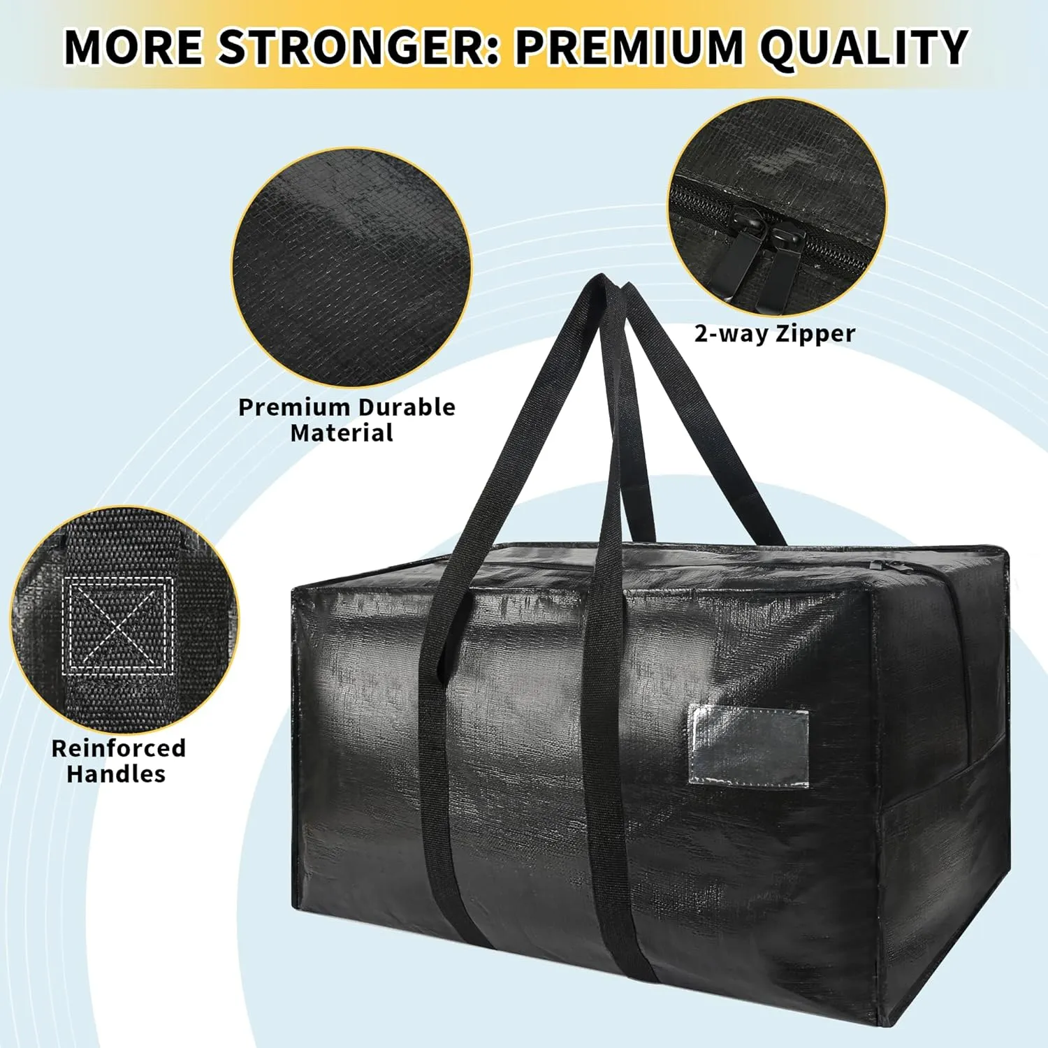 Extra Large 96 Gallon Jumbo Packing Bags, Huge Storage Bags with Strong Zippers & Carrying Handles, Reusable Big Moving Totes for College Dorm Travel - 1 Pack