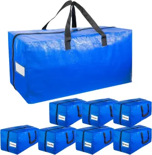 Extra Large Moving Bags with Strong Handles, 8 Pack Heavy Duty Storage Bags with Smooth Zipper, Oversized Storage Tote for Clothes Moving Supplies Dorm Essentials Household Containers
