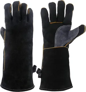 Extreme Heat/Fire Resistant Gloves Leather with Kevlar Stitching, Mitts Perfect for Welding/Oven/Grill/BBQ/Mig/Fireplace/Stove/Pot Holder/Tig Welder/Animal Handling