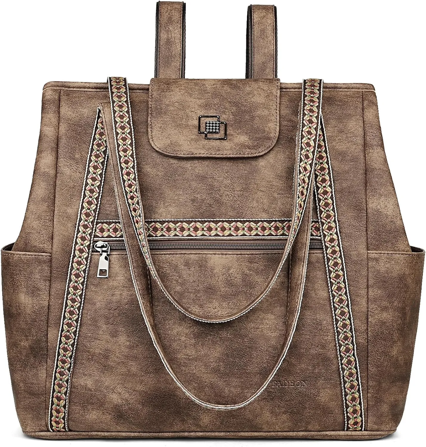 FADEON Large Laptop Tote Bag for Women Designer Leather Laptop Bag Fashion Travel Backpack Purse Shoulder Handbag