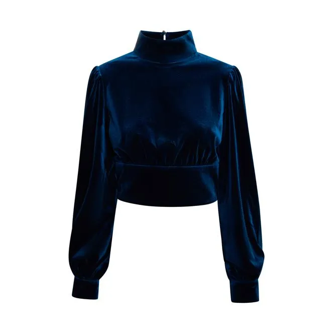 Faina Women's Stretch Velvet Blouse