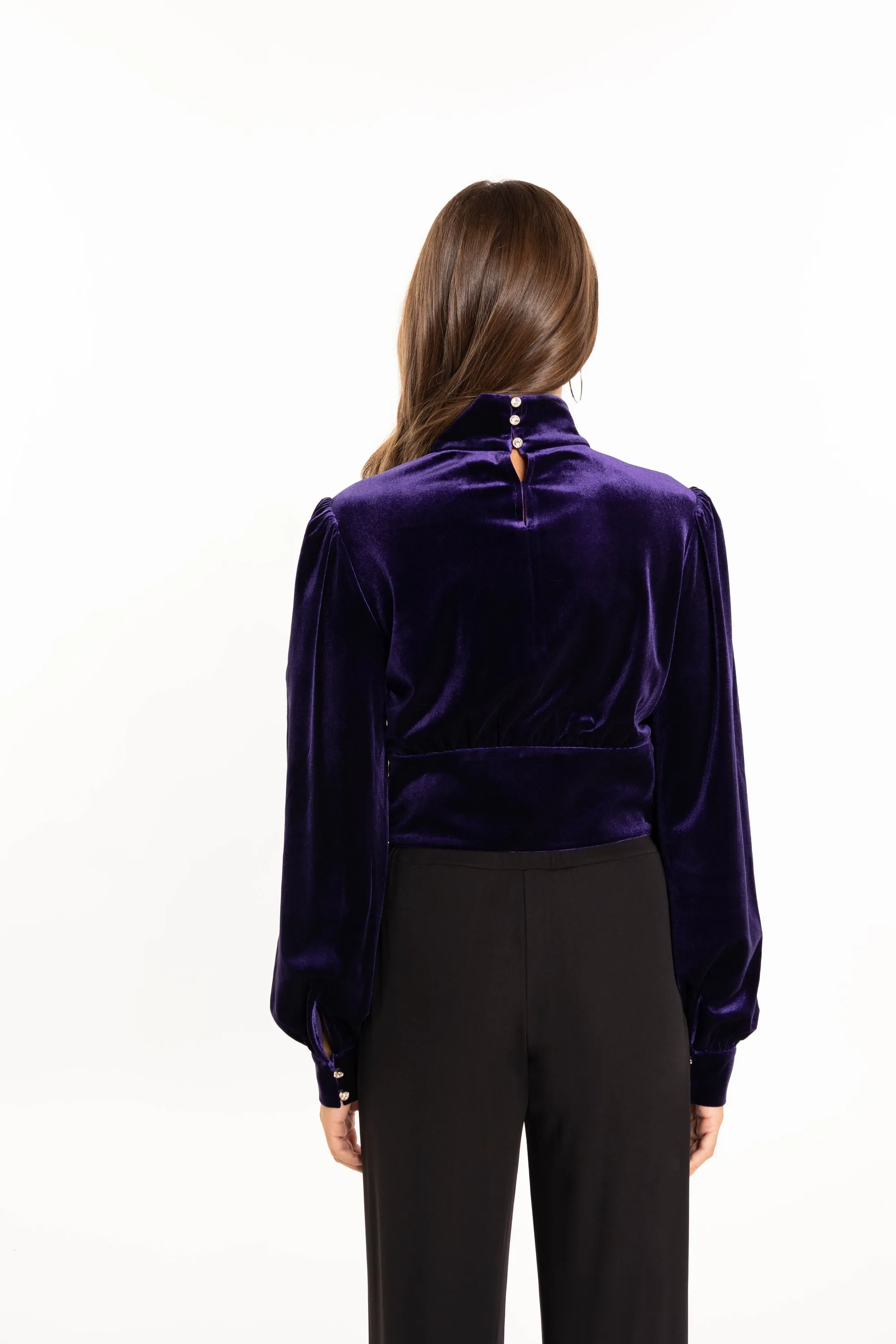 Faina Women's Stretch Velvet Blouse