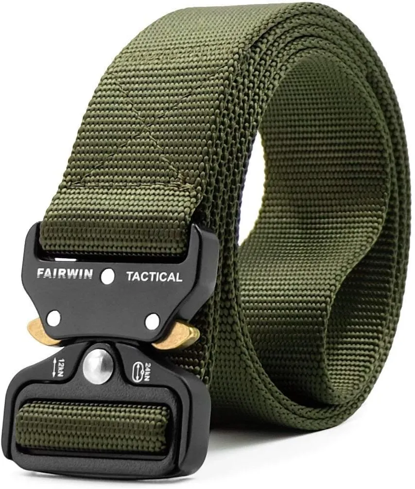 FAIRWIN Tactical Belt, Work Belts for Men Military Webbing Riggers Web Belt Heavy-Duty Quick-Release Buckle