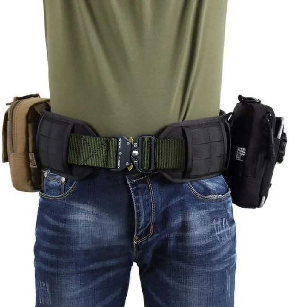 FAIRWIN Tactical Belt, Work Belts for Men Military Webbing Riggers Web Belt Heavy-Duty Quick-Release Buckle