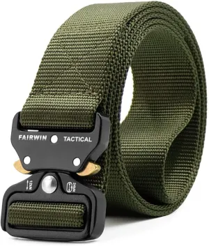 FAIRWIN Tactical Belt, Work Belts for Men Military Webbing Riggers Web Belt Heavy-Duty Quick-Release Buckle