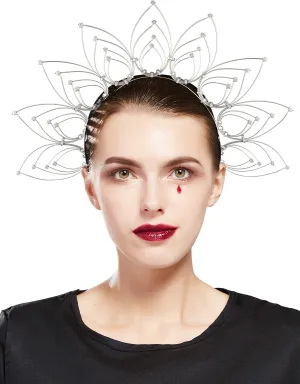 Fantherin Mary Halo Crown Headband Goddess Zip Tie Spiked Halo Crown Halloween Costume Headpiece Headdress for Cosplay Party